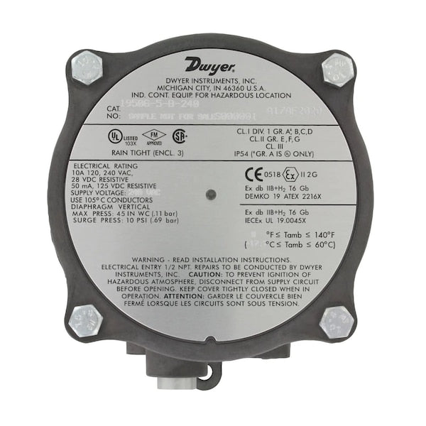 Dwyer 1950G-1-B-120-NA Explosion-Proof Differential Pressure Switch
