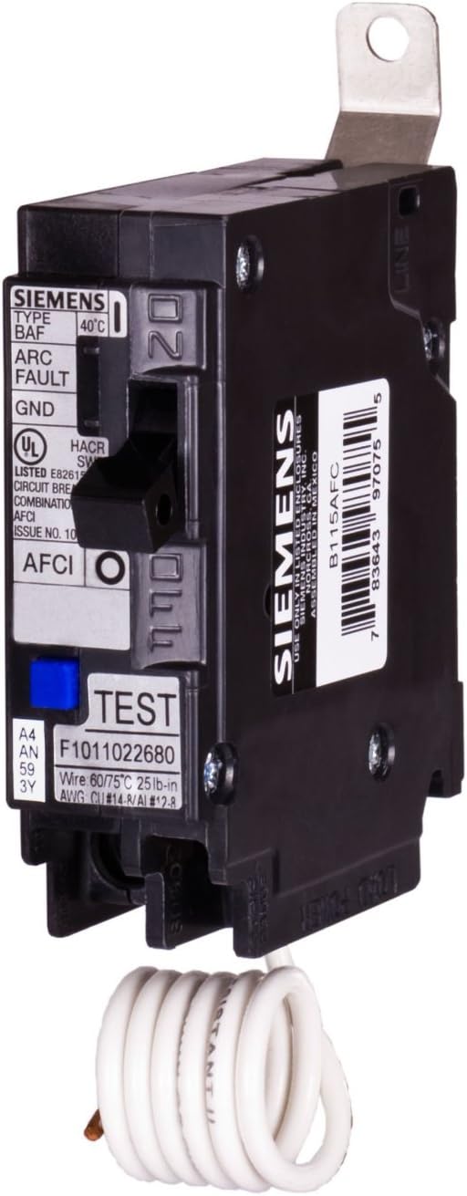 BA120AFCHH | Siemens 20A 1-Pole 120V Combination Arc Fault Circuit Breaker