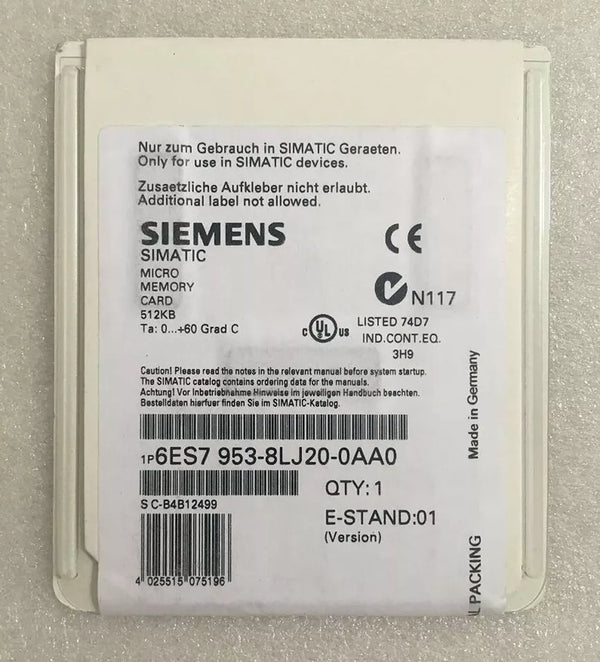 6ES7953-8LJ20-0AA0 | Siemens S7 Micro Memory Card, 512KB