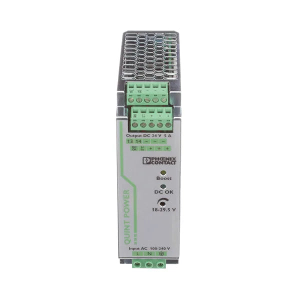 2866750 | PHOENIX CONTACT Power Supply, ACDC, 24VDC, 5A, 120W, DIN Rail Mount, QUINT POWER Series