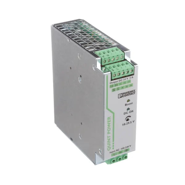 2866750 | PHOENIX CONTACT Power Supply, ACDC, 24VDC, 5A, 120W, DIN Rail Mount, QUINT POWER Series