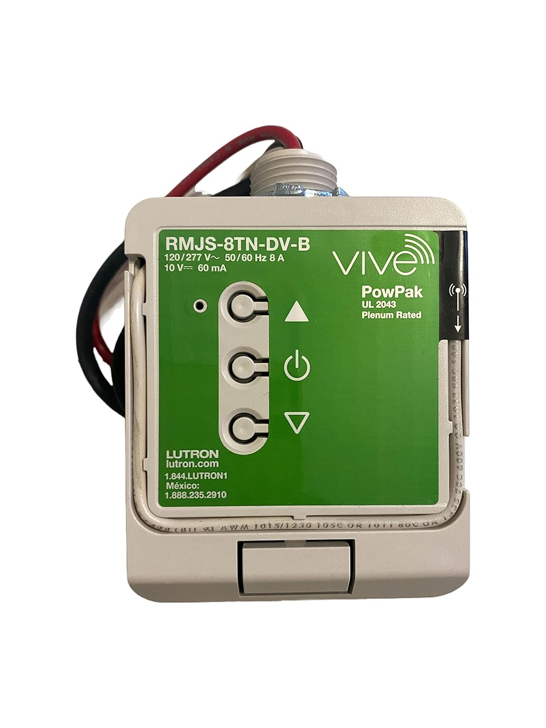 RMJS-8TN-DV-B | Lutron PowPak 0–10V Dimming Module, RF Wireless Control, 120–277V, 8A Load
