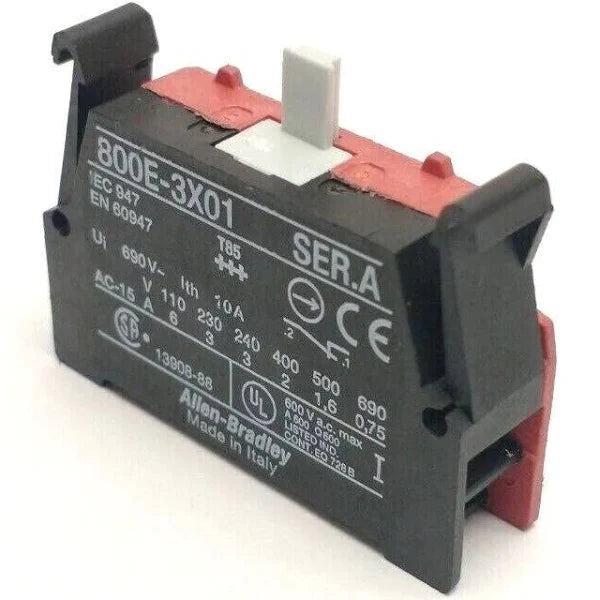 800E-3X01 | Allen-Bradley Contact Block 10A 600Vac 1N/C Latch Mount