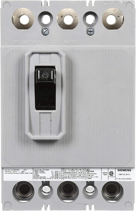 Siemens QJ23B100H 100 Ampere Three-Pole 240 Volt Molded Case Circuit Breaker