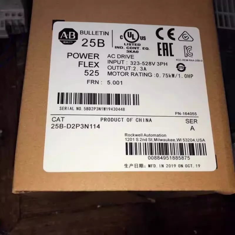 25B-D2P3N114 | Allen-Bradley PowerFlex 525 AC Drive 480V/2.3A/1.0HP