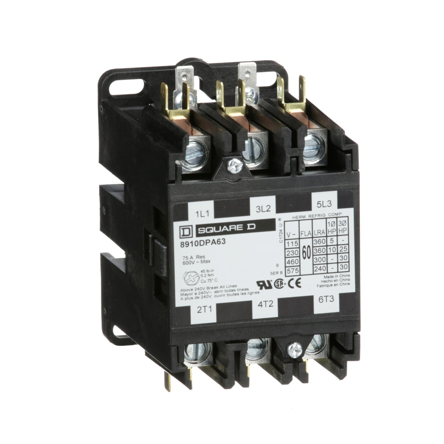 8910DPA63V09 | Schneider Electric Contactor, Definite Purpose