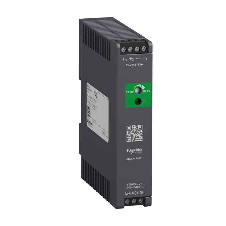 ABLS1A24031 | Schneider Electric Regulated Power Supply, 100 to 240V AC, 24V, 3.1A, single phase, Optimized