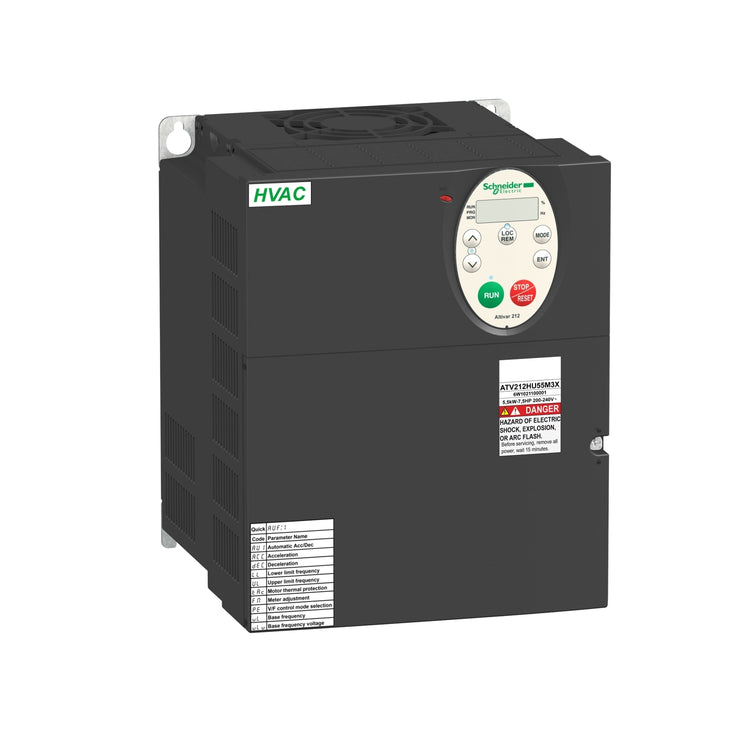 ATV212HU55M3X | Schneider Electric | Variable speed drive, Altivar 212, 5.5kW, 7.5hp, 240V, 3 phases, without EMC, IP21