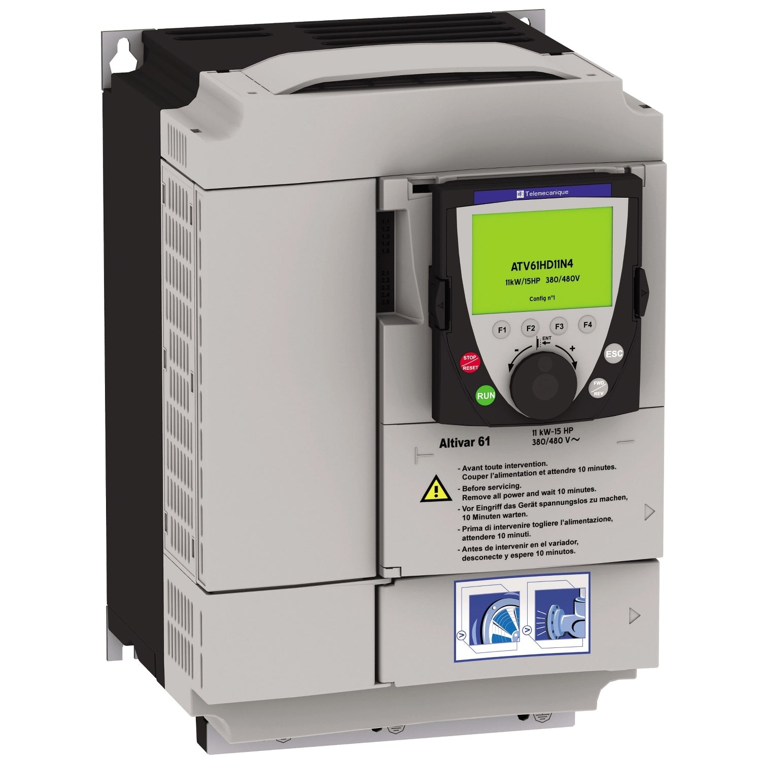 ATV61HD15N4 | Schneider Electric Variable speed drive, ATV61, 20 HP, 380 to 480 V 3 phase, EMC IP20 with graphic terminal