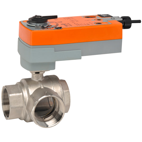 B340L+AFRXUP-S | Belimo 3 Way Ball Valve 1.5 Inch Cv 57 Spring Return On Off
