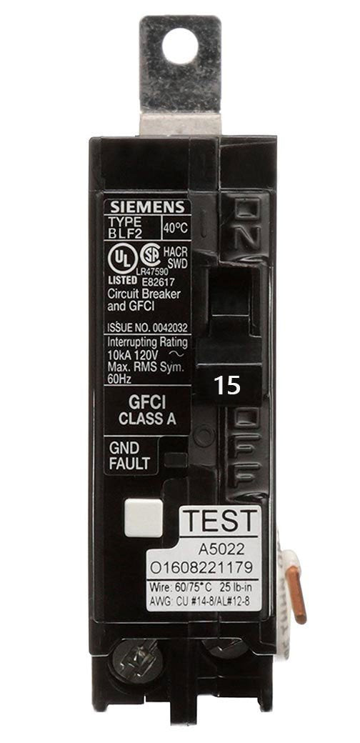 BF115AH | Siemens 15A 1-Pole 120V BL Series Molded Case Circuit Breaker with GFCI