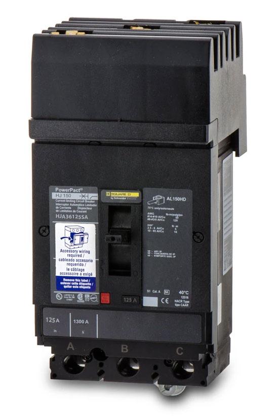 Square D HJA36125SA PowerPact H 125 Ampere Three-Pole Molded Case Circuit Breaker with Shunt Trip