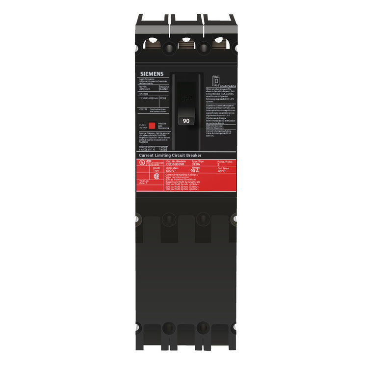 CED63B090 | Siemens 3-Pole 90A 600V Thermal Magnetic Molded Case Circuit Breaker