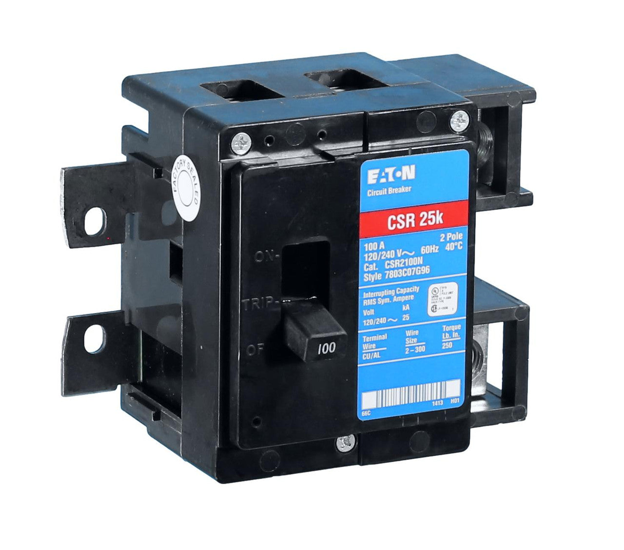 CSR2100N | Eaton 100A 2-Pole 120/240V CSR Series Plug-In Molded Case Circuit Breaker