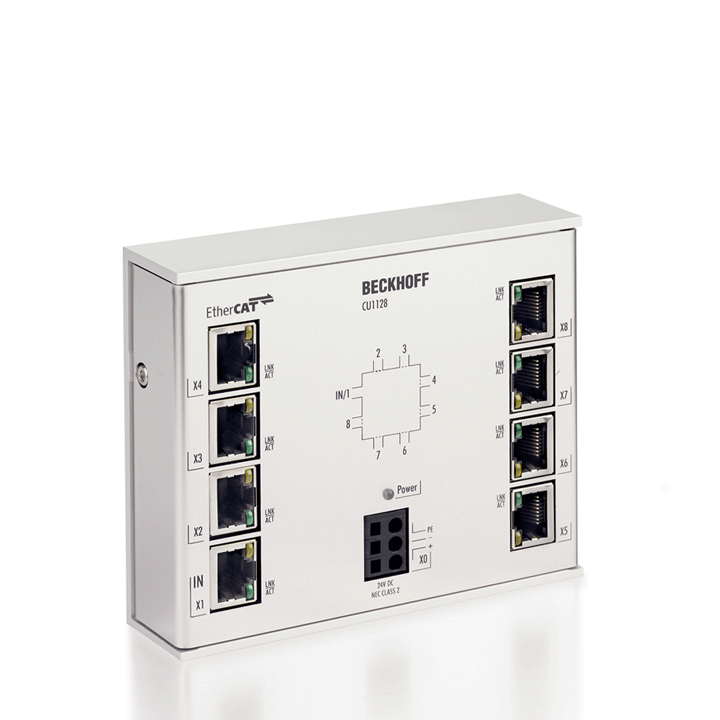 CU1128 | BECKHOFF Infrastructure, 8-port junction, EtherCAT, 100 Mbit/s, 24 V DC, RJ45