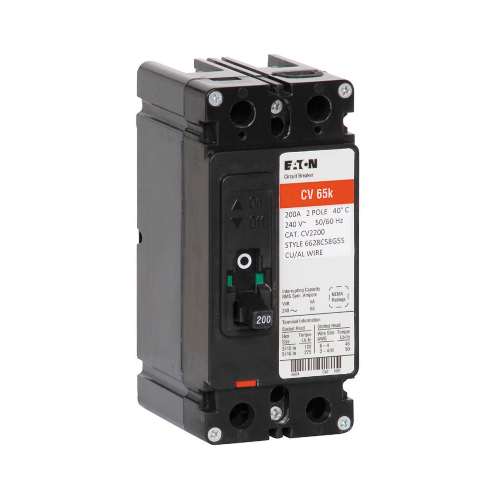 CV2150XMM | Eaton 2-Pole 150A 240V Molded Case Circuit Breaker, 65kAIC Thermal Magnetic