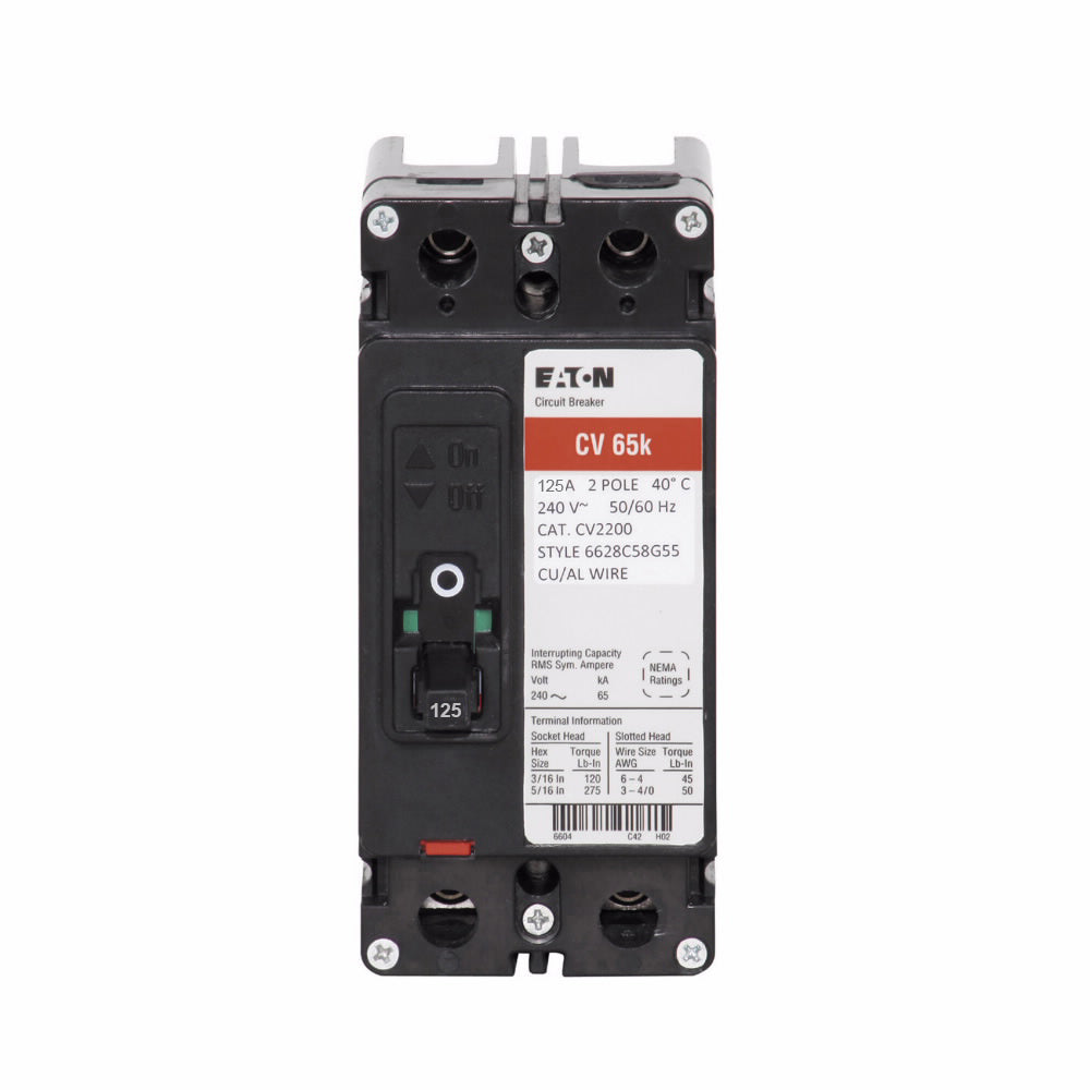 CVS2125XMM | Eaton 125A 2-Pole Bolt-On Molded Case Circuit Breaker for 240V Applications