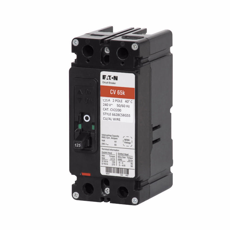 CVS2125XMM | Eaton 125A 2-Pole Bolt-On Molded Case Circuit Breaker for 240V Applications