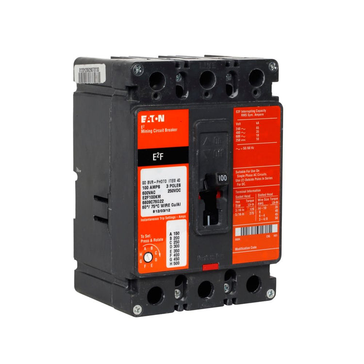 E2F100KM | Eaton 3-Pole Mining Low Magnetic Molded Case Circuit Breaker