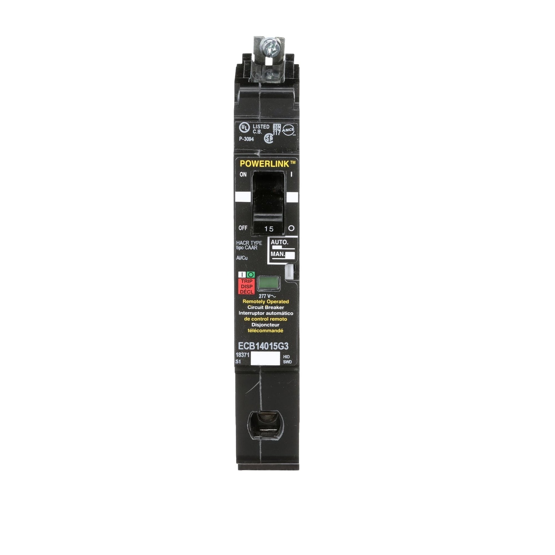 ECB14015G3 | Square D 15A 1-Pole 277/480V Powerlink Bolt-On Thermal Magnetic Circuit Breaker
