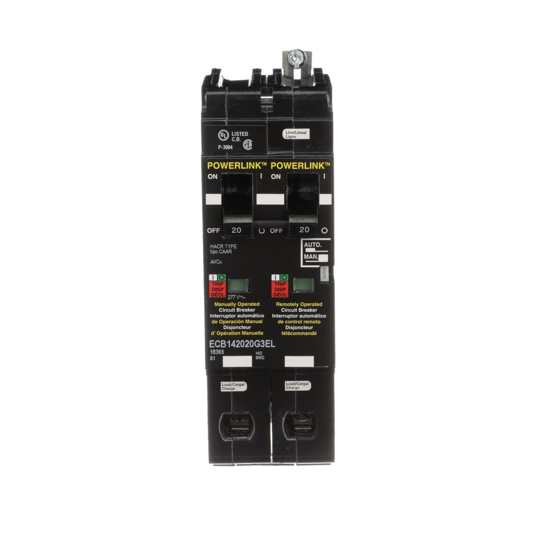 ECB142020G3EL | Square D 20A 1-Pole 480Y/277V Bolt-On Thermal Magnetic Circuit Breaker