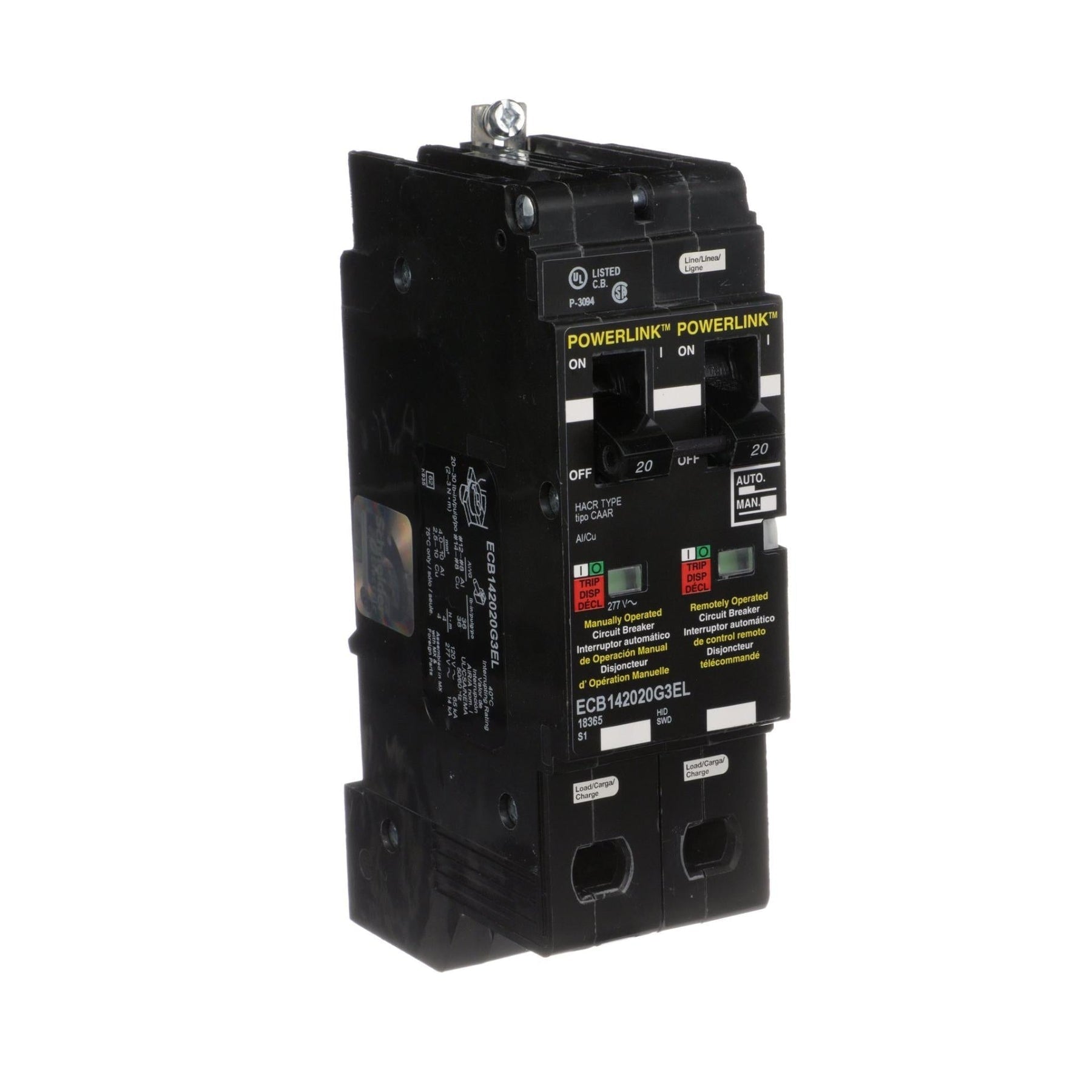 ECB142020G3EL | Square D 20A 1-Pole 480Y/277V Bolt-On Thermal Magnetic Circuit Breaker