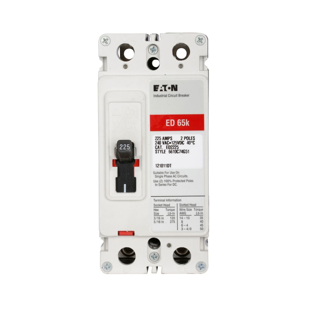 ED2200L | Eaton Cutler-Hammer 200A 2-Pole Molded Case Circuit Breaker, 65kA, Series C