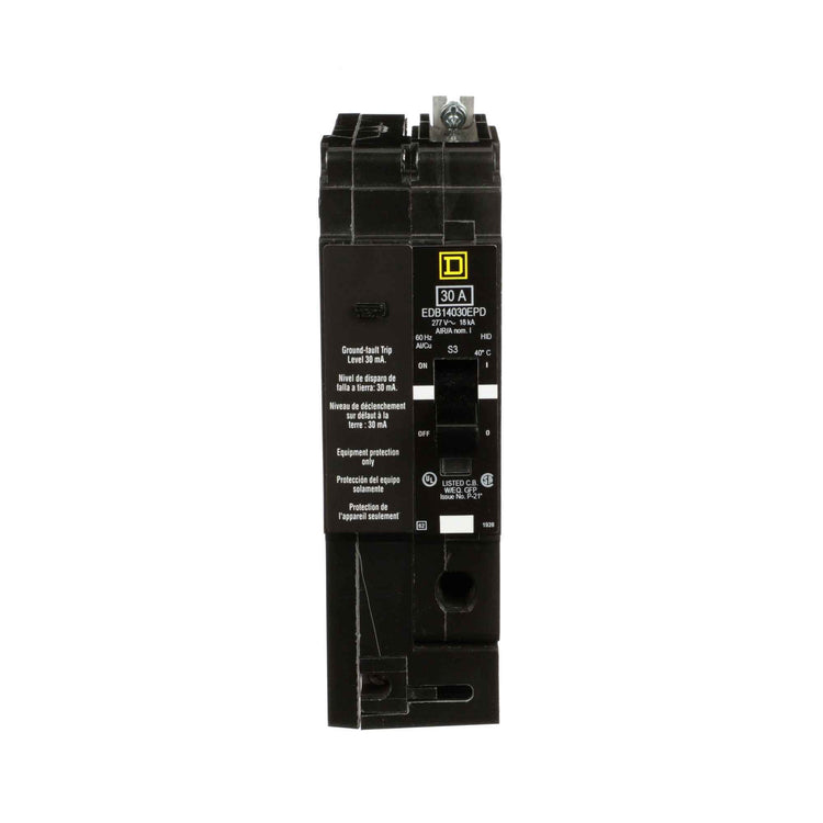 EDB14030EPD | Square D 30A 1-Pole 277 VAC Molded Case Circuit Breaker with Equipment Protection