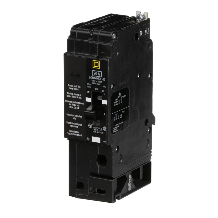 EGB14020EPD | Square D 20A 277V 1-Pole Molded Case Circuit Breaker – Thermal Magnetic, EGB Series