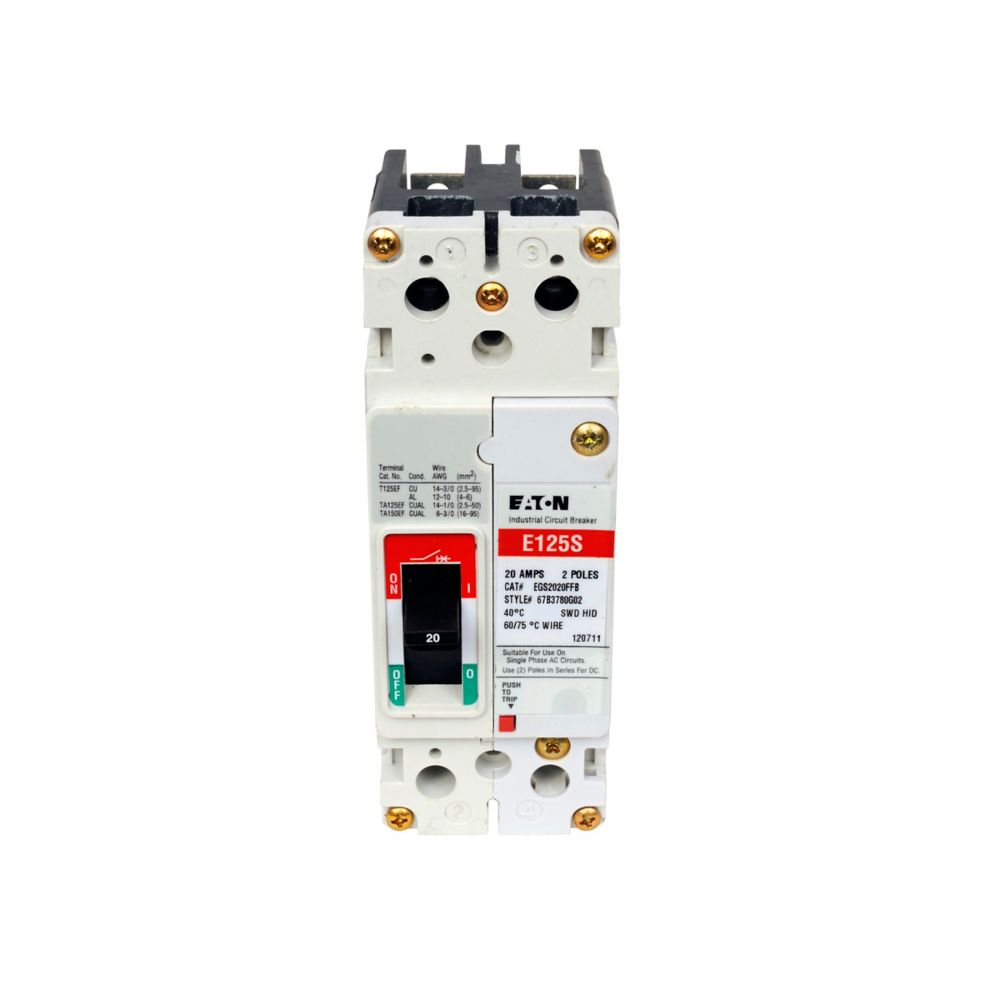EGH2020FFB | Eaton Series G 20A 2-Pole 600Y/347V Molded Case Circuit Breaker