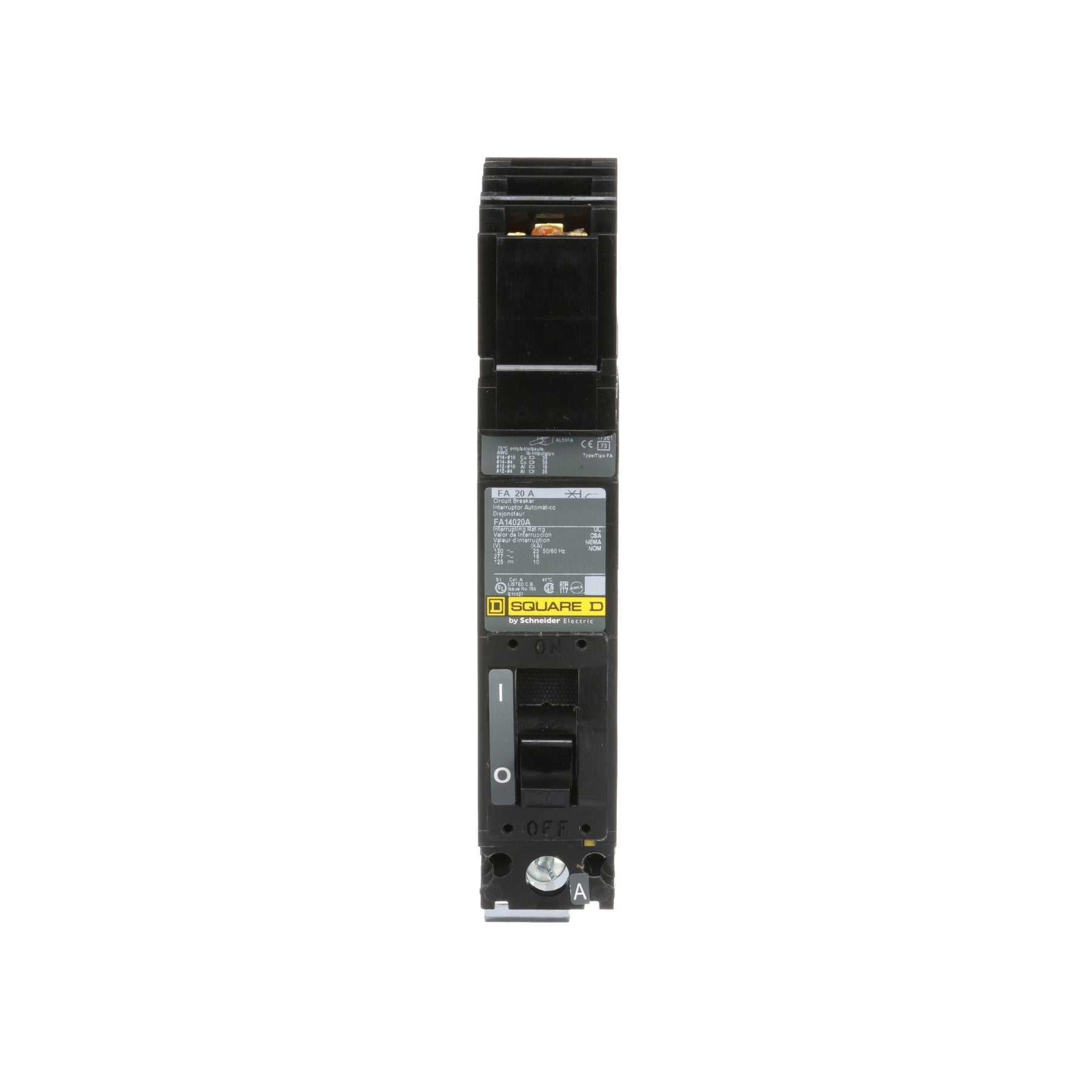 FA14020A | Square D 20A 1-Pole 480Y/277V Thermal Magnetic Molded Case Circuit Breaker