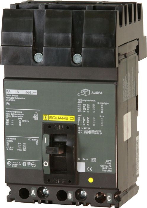 FA34100 | Schneider Electric I-Line 100A 480V 3-Pole Thermal Magnetic Circuit Breaker