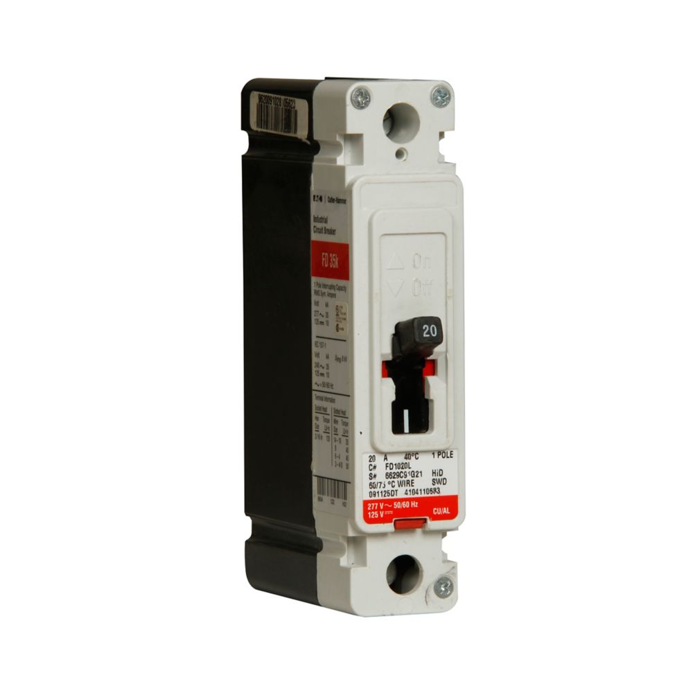 FD1040L | Eaton 1-Pole 40A 347V Thermal Magnetic Molded Case Circuit Breaker