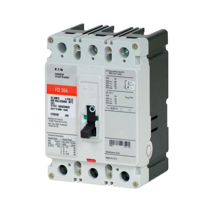 Eaton FD3100L Series C 100A 3-Pole Molded Case Circuit Breaker for Industrial Power Distribution