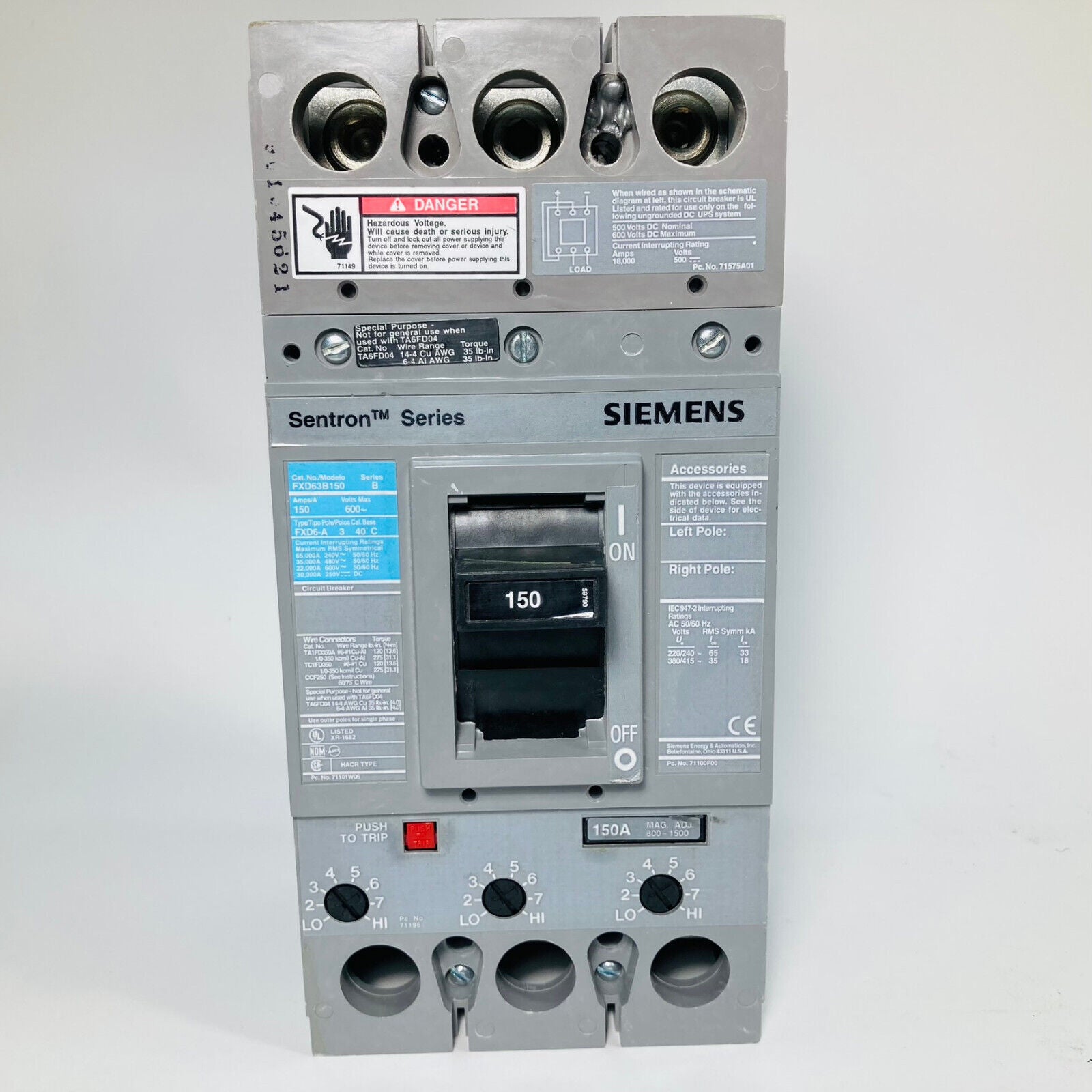 FXD63B150 | Siemens Molded Case Circuit Breaker