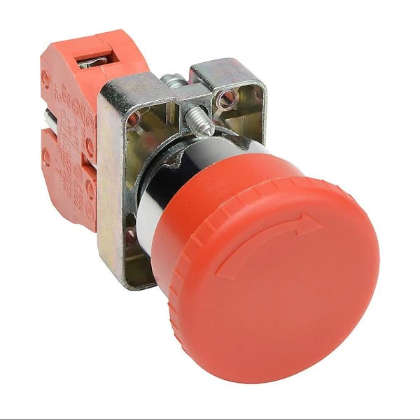 GCX1131 | Automation Direct Emergency stop pushbutton, IP65, 22mm, twist-to-release, (1) N.C. contact(s), metal base, metal bezel, Operator: red, mushroom, 40mm, round, plastic