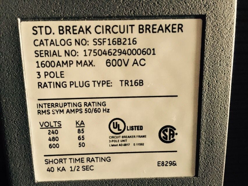 General Electric SSF16B216 Circuit Breaker Frame Stationary Panel Mount Unit