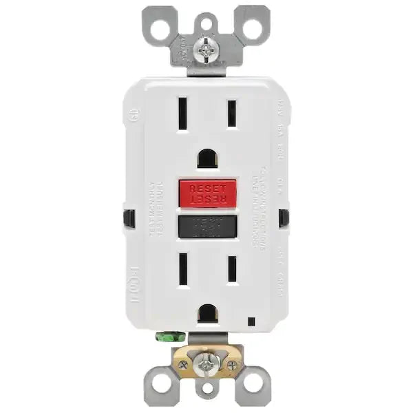Leviton GFTR1-R4W 15A 125V Tamper-Resistant Self-Test GFCI Duplex Outlet White