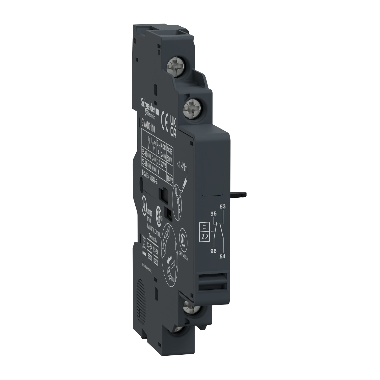 GVAD0110 | Schneider Electric | TeSys Deca - auxiliary contact - 1 NO + 1 NC (fault)