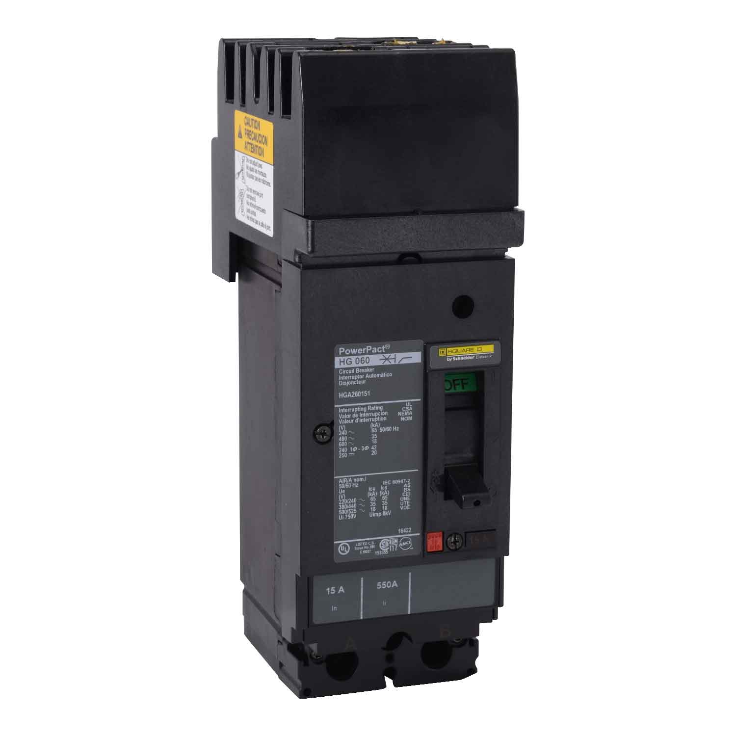 HGA260301 | Square D 30A 2-Pole 600VAC PowerPact H I-Line Thermal Magnetic Circuit Breaker