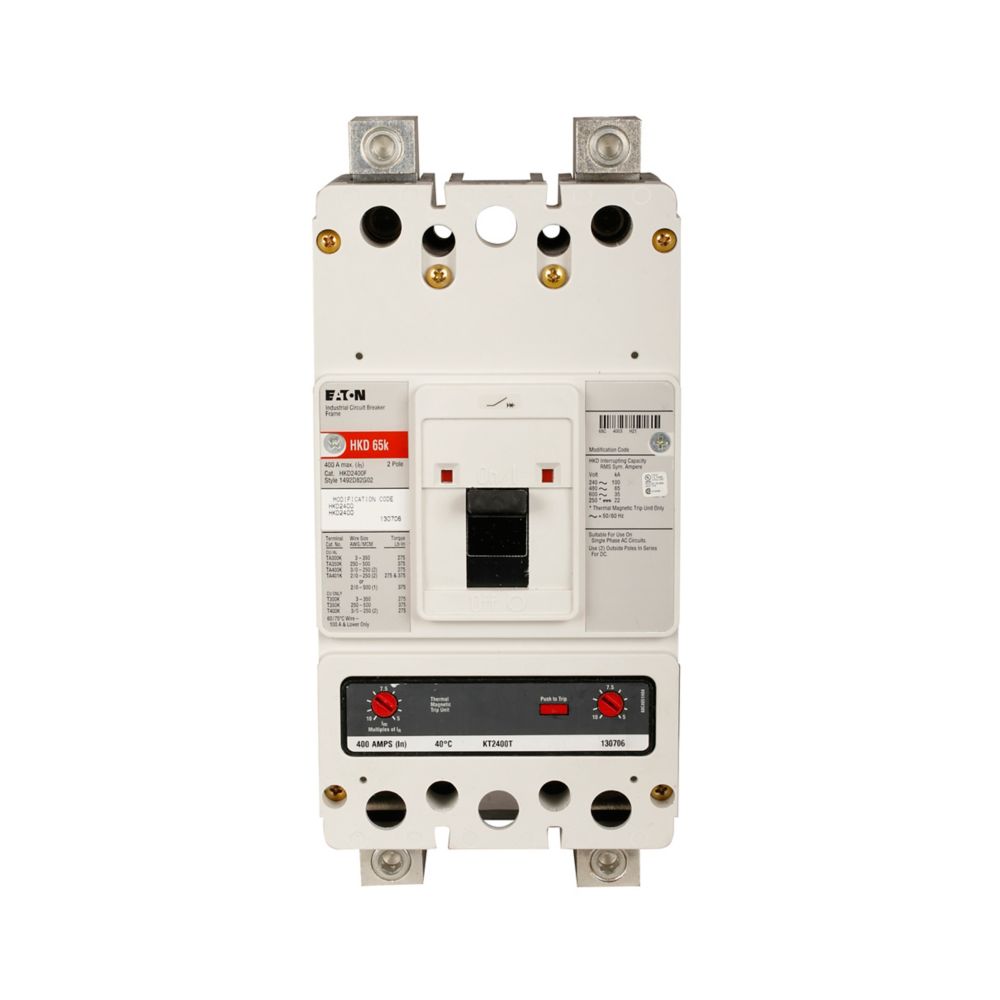 KD2400F | Eaton 400A 2-Pole 600V Series C K-Frame Bolt-On Molded Case Circuit Breaker Frame