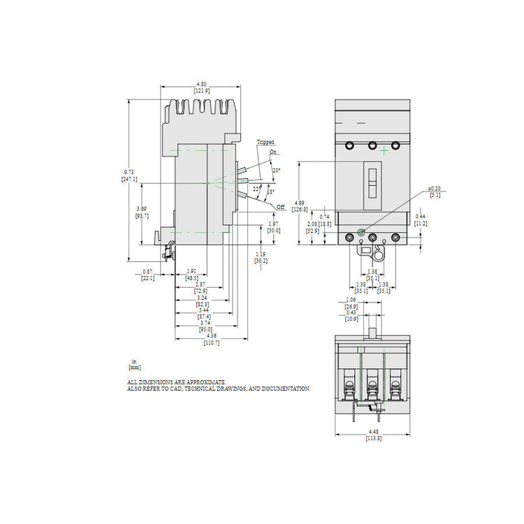 HLA36030 | Square D PowerPacT H-Frame 30A 3-Pole Molded Case Circuit Breaker, 600VAC