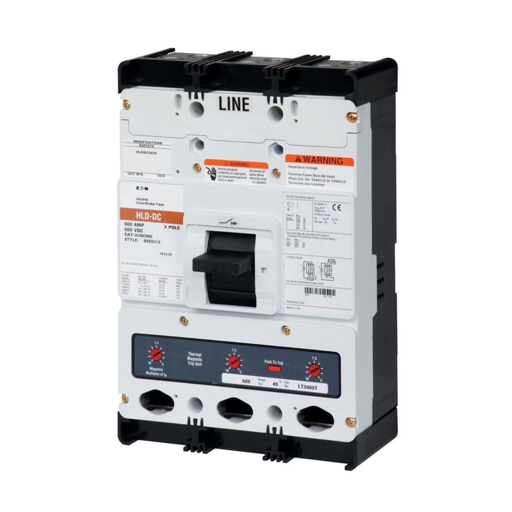 Eaton HLDDC3600F PV Guard 600A 3-Pole Molded Case Circuit Breaker Frame AC/DC