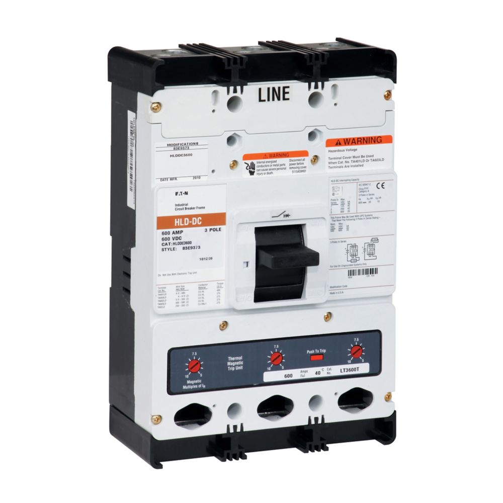 Eaton HLDDC3600F PV Guard 600A 3-Pole Molded Case Circuit Breaker Frame AC/DC