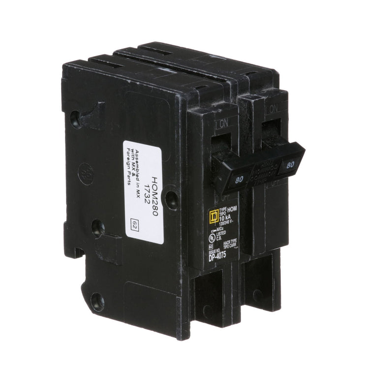 HOM280 | Schneider Electric Homeline Molded Case Circuit Breaker 80A 2-Pole 120/240V Plug-In