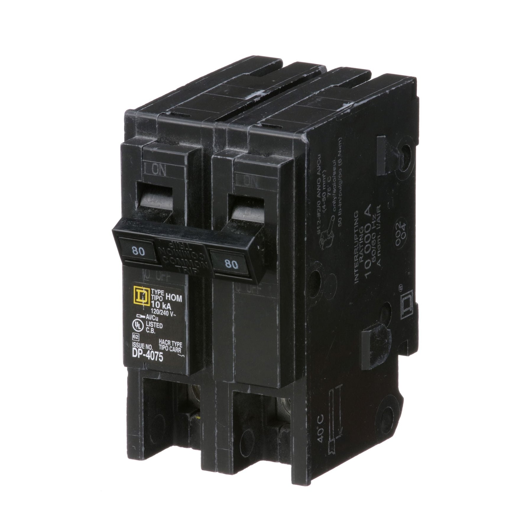 HOM280 | Schneider Electric Homeline Molded Case Circuit Breaker 80A 2-Pole 120/240V Plug-In
