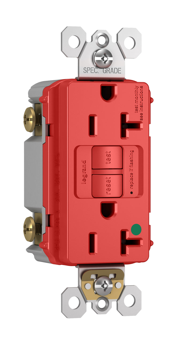 2097-HGRED | Legrand Pass & Seymour 20A 125V Self Test GFCI Hospital Grade Red