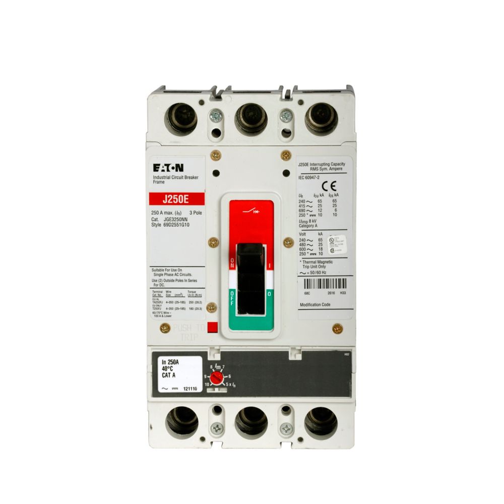 JGE3225FAG | Eaton Series G 225A 3-Pole Molded Case Circuit Breaker 600VAC