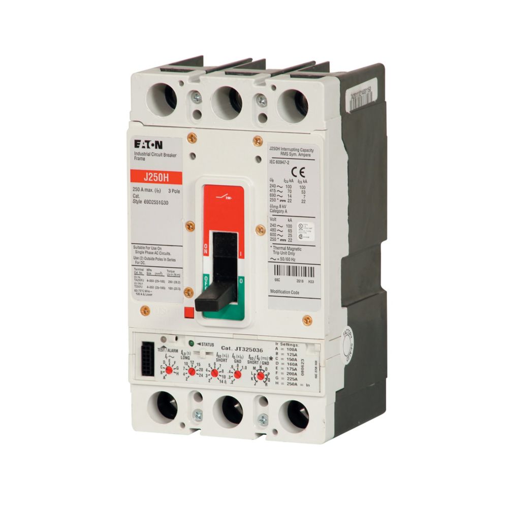 JGH3250FAG | Eaton Series G 250A 3-Pole Molded Case Circuit Breaker 600VAC