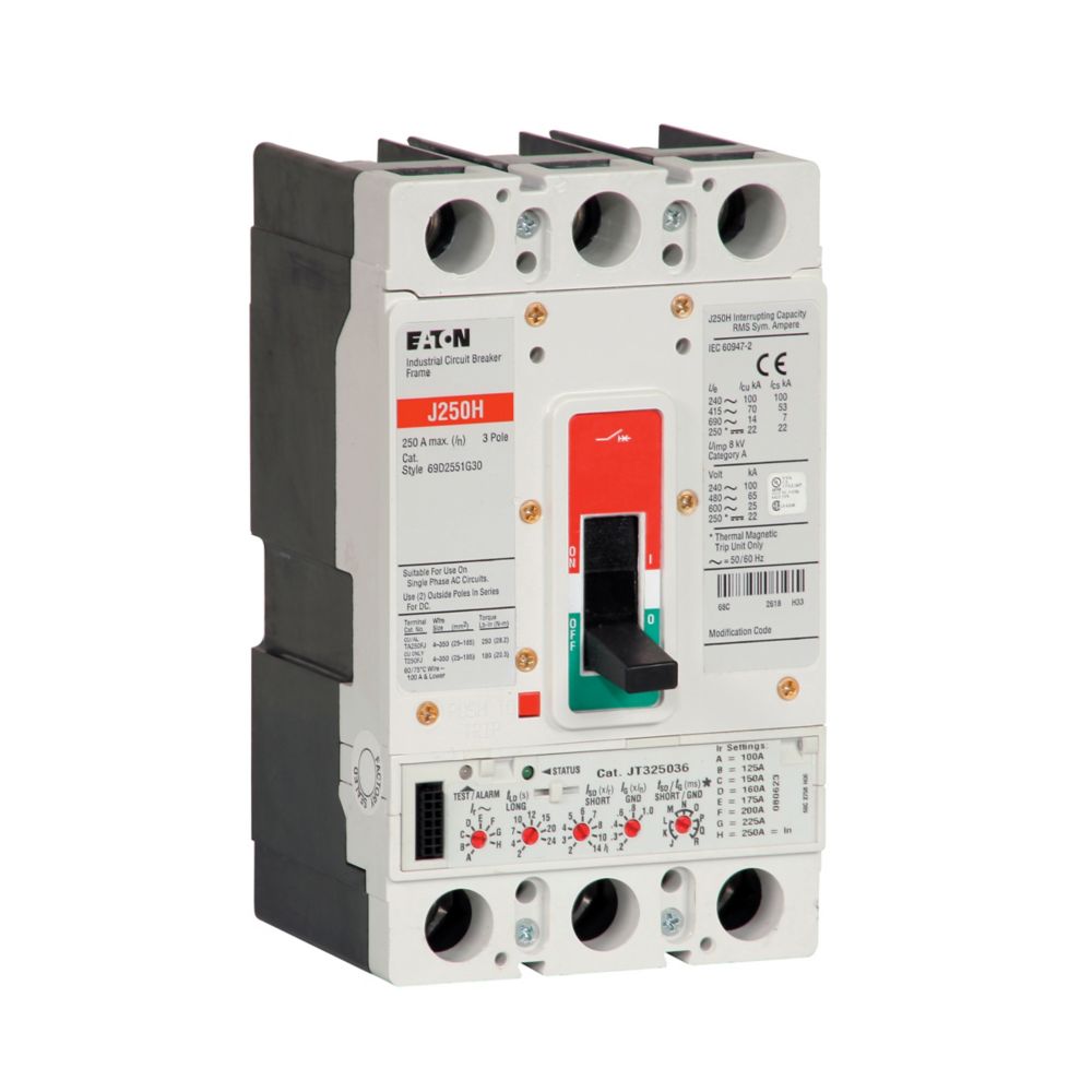 JGH3250FAG | Eaton Series G 250A 3-Pole Molded Case Circuit Breaker 600VAC